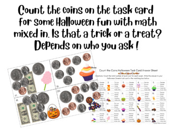 Preview of Halloween Count the Coins Task Cards