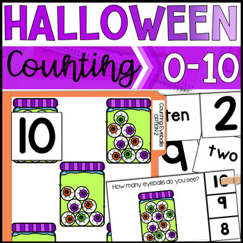 Halloween Counting 0 - 10 - Task Cards, File Folders and Adapted Books