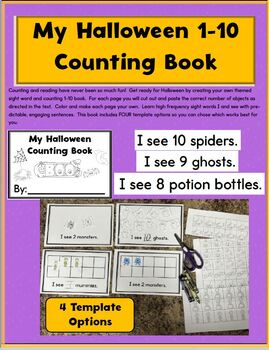 Preview of Halloween Number Counting 1-10 and  Sight Word: I SEE Activity Book