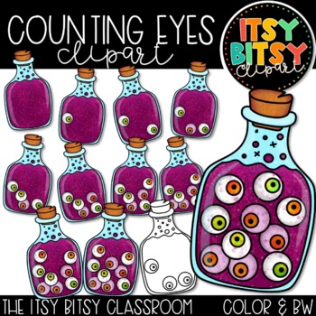 Preview of Halloween Clipart -  Counting Jar of Eyeballs Numbers Zero to Ten