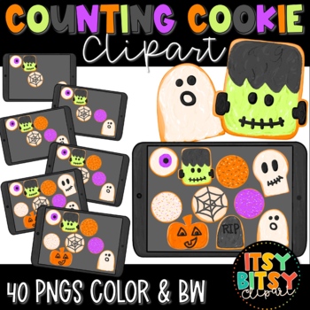 Preview of Halloween Counting Cookies Clipart with numbers 0 to 10 with isolated cookies