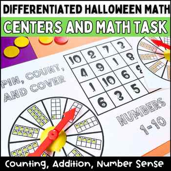 Preview of Halloween Counting Differentiated Math Center Games Bundle