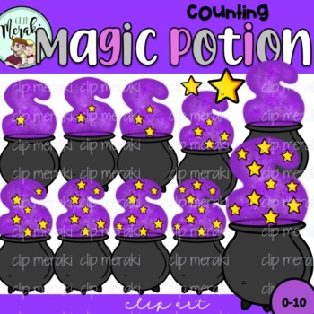 Preview of Halloween Counting Magic Potion Clip Art. Contando pócima mágica.