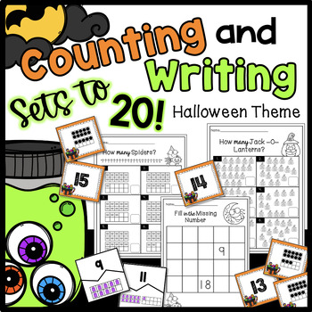 Preview of Halloween Counting Sets & Writing Numbers to 20 Worksheets - Assessment