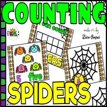 Preview of Halloween Counting Spiders And Web Mats Activity CENTERS
