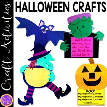 Preview of Halloween Crafts | Witch Craft | Frankenstein | Bat | Pumpkin Shape Craft