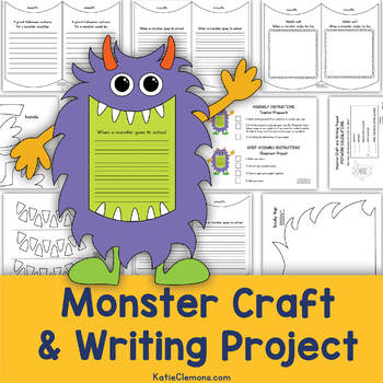Preview of Halloween Craft Monster Writing Craftivity Template and Autumn Writing Prompt