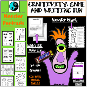 Preview of Halloween Monster Craftivity, Games and Writing Fun