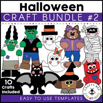 Preview of Halloween Crafts Bundle | Activities | Bulletin Board | Bat | Frankenstein