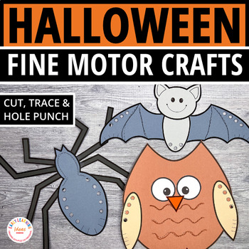 Halloween Crafts & Fine Motor Activities Bats Spider Hole Punch Scissor  Practice