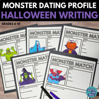 Preview of Halloween Creative Writing Activity - Monster Match Dating Profiles