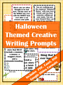 Preview of Halloween Creative Writing Fun and Silly Prompts- Class and Student Versions