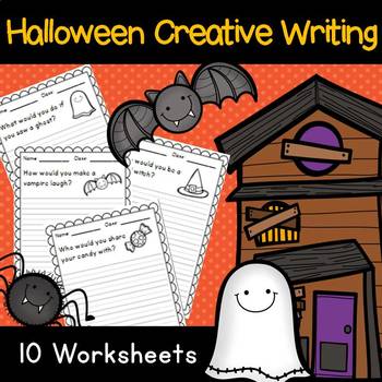 Preview of Halloween - Creative Writing Prompt Questions - 10 Worksheets