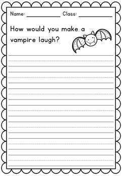 halloween creative writing prompt questions 10 worksheets tpt