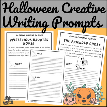Preview of Halloween Creative Writing Prompts Activities and Sequencing Worksheets