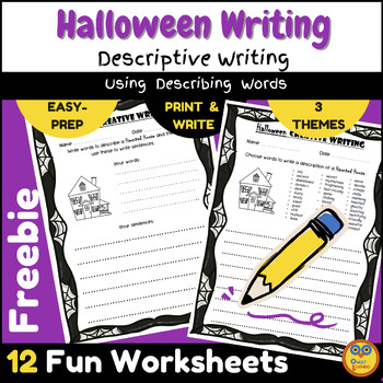 Preview of Halloween Creative Writing Prompts - make Adjectives, Words & Descriptions Fun