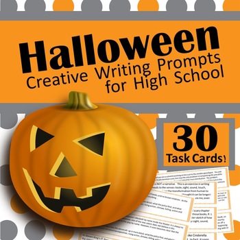 Preview of Halloween Creative Writing Task Cards for High School