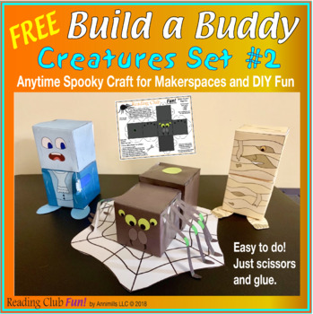 Preview of Halloween Creature Buddies Set # 2 - (Mummy, Spider, Ghost) Easy to Build Fun