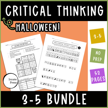 Preview of Halloween Critical Thinking Worksheet BUNDLE for Grades 3 4 and 5