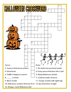 Preview of Fun Free Halloween Crossword, make Halloween fun and easy! Digital and PDF!