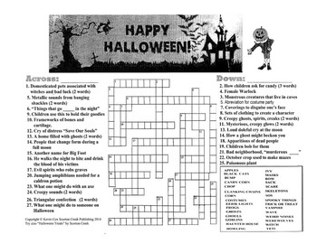 Preview of Halloween Crossword Puzzle