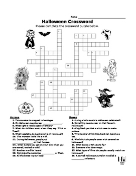 Halloween Crossword Worksheets Teaching Resources Tpt
