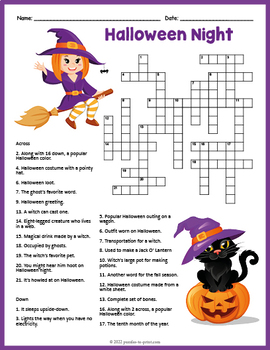 FREE No Prep Halloween Crossword Puzzle Worksheet - 4 Versions | TpT