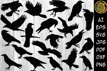 Preview of Halloween Crow Silhouette Clip Art