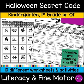 Preview of Occupational Therapy Halloween Handwriting Secret Code Cryptogram Activities