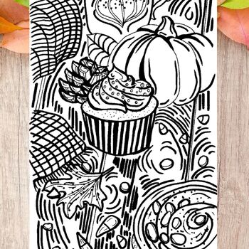 Preview of Halloween Cupcake Coloring Book Page For Teens and Adults