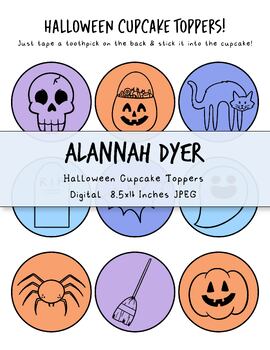Preview of Halloween Cupcake Toppers, Printables, Digital, Cute, Fun, Party Decorations