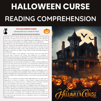 Preview of Halloween Curse Reading Comprehension Worksheet