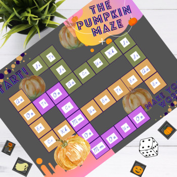 Preview of Halloween Cursive Handwriting Board Game (Vowels and Short Words) + Easel