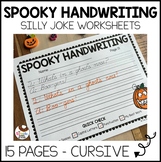 Halloween Cursive Handwriting Worksheets with Spooky Jokes