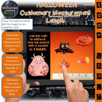 Preview of Halloween Customary Measurement Length Digital Interactive Boom Cards