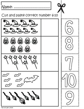 Halloween Cut & Match Worksheets | Numbers 1-5, 6-10 by Play and Learn ...