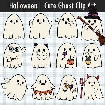 Halloween | Cute Ghost | Clip Art by clipartica | TPT