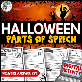 Preview of Halloween - DIGITAL Parts of Speech Review and Activity