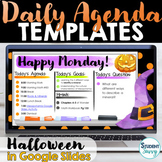 Halloween Daily Slides Agenda Template Ghost Bat Fall Less