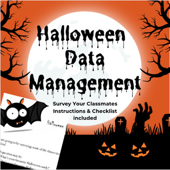 Preview of Halloween Data Management Project:Math Survey Task with Checklist & Instructions