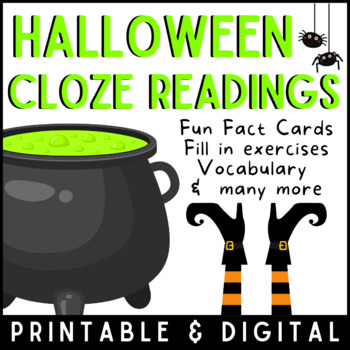 Preview of Halloween Day | Cloze Reading Activity | Digital