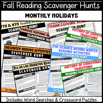 Preview of Halloween, Day of the Dead, Christmas, Holidays Reading Comprehension Activities