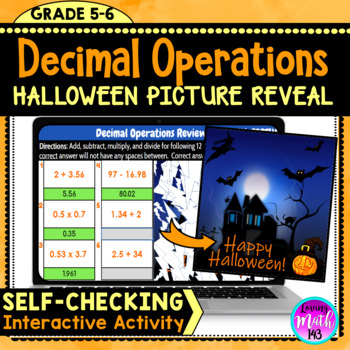 Preview of Halloween: Decimal Operations Digital Math Mystery Picture Reveal