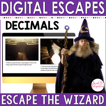 Preview of Decimals Digital Escape Room - Escape the Wizard - Digital Learning