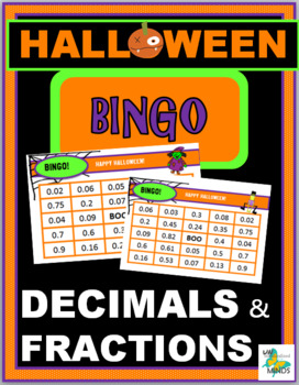 Preview of Halloween Decimals & Fractions Bingo Through Hundredths