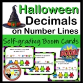 Halloween Decimals on Number Lines Boom Cards