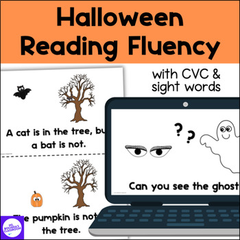 Preview of Halloween Reading Fluency with Decodable CVC Words & High Frequency Sight Words