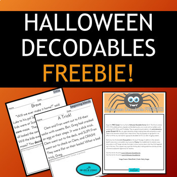 Preview of Halloween Decodables | CCVC & CVCe | Science of Reading Phonics-based Freebie