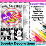 Halloween Decorations Word Search Activity : Early Finishe