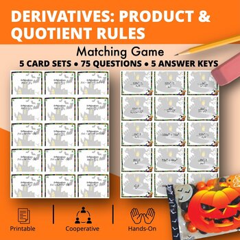 Preview of Halloween: Derivatives Product and Quotient Rule Matching Game